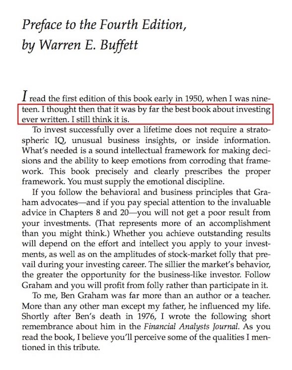 Warren Buffett, Preface: The Intelligent Investor by Benjamin Graham TN